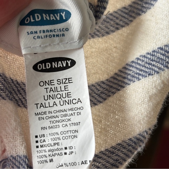 Women’s Striped Cotton Kimono Poncho Fringe Boho Layering One Size Navy Black - Picture 3 of 5